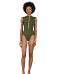 Hadas Avidan Swimwear | faro | בגד ים לנשים - רוכסן ירוק קצר הדס אבידני