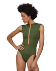 Hadas Avidan Swimwear | faro | בגד ים לנשים - רוכסן ירוק קצר הדס אבידני