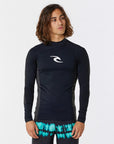 RIP CURL | WAVES UPF PERF L/S | חולצת לייקרה גברים שחור וויבז מ.ס בע"מ