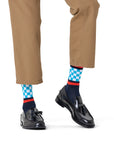HAPPY SOCKS | CHECKED STRIPE SNEAKER SOCK |האפי סוקס זוג גרביים שח מט פס 911