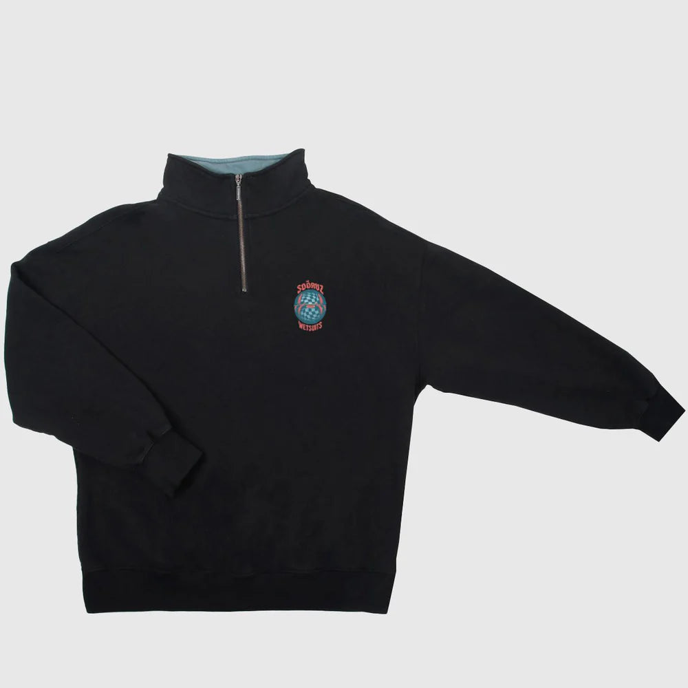SOORUZ | SWEAT HALF ZIP BIO | סווטשירט שחור סורוז דוגית