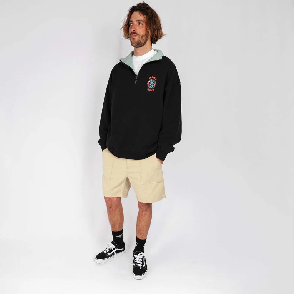 SOORUZ | SWEAT HALF ZIP BIO | סווטשירט שחור סורוז דוגית