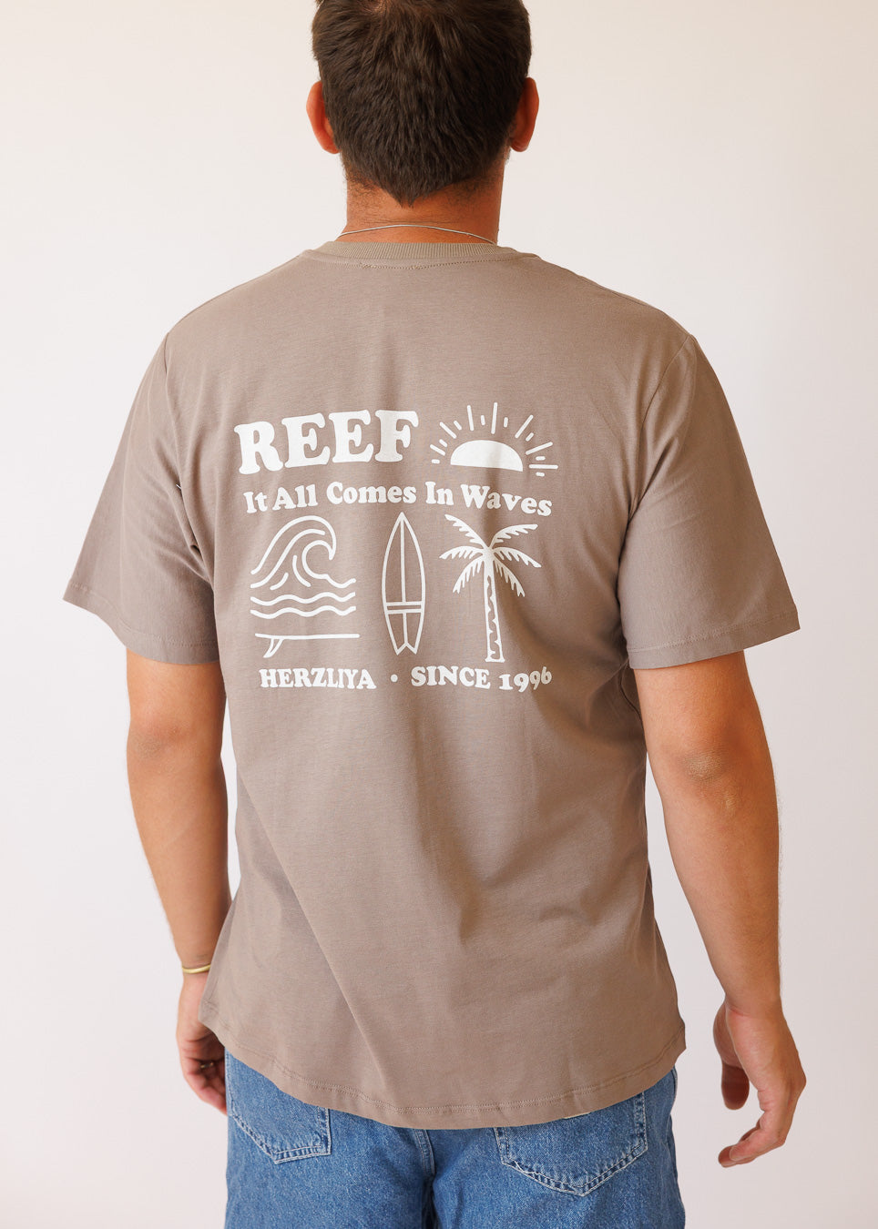 Reef T-Shirt | חולצה ריף - חום בהיר סמלים Reef Shop