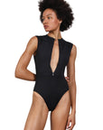 Hadas Avidan Swimwear | santander | בגד ים לנשים - שחור רוכסן קצר הדס אבידני