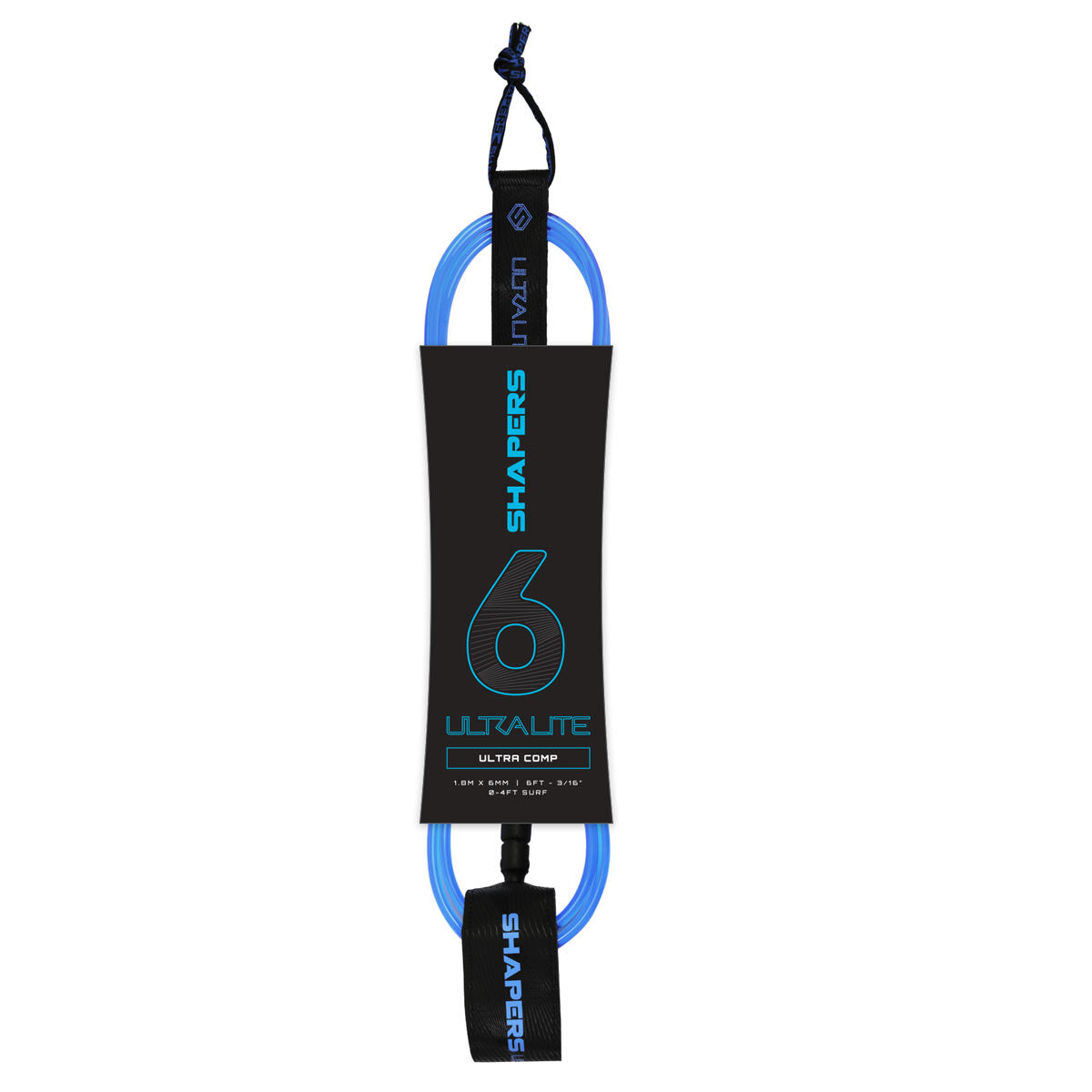 Shapers | ultralite comp 6mm leash | ליש לגלשן שייפרס מידה 6 כחול אינטרסרף