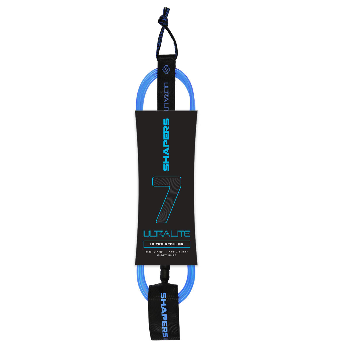 Shapers Performance series leash | ליש לגלשן שייפרס מידה 7 Regular כחול אינטרסרף