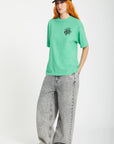 VOLCOM | DOWNTOWN TEE| חולצה אוברסייז ירוק נשים VOLCOM
