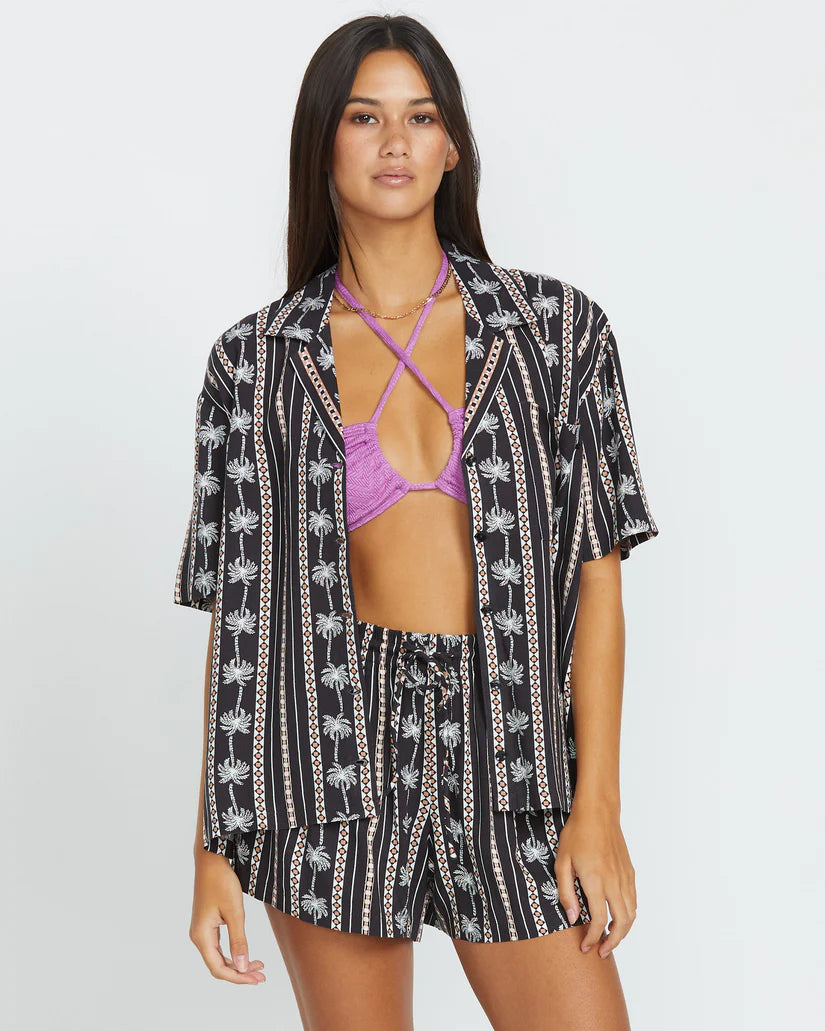 VOLCOM | SUN STUNNER SS | חולצה מכופתרת נשים שחור VOLCOM