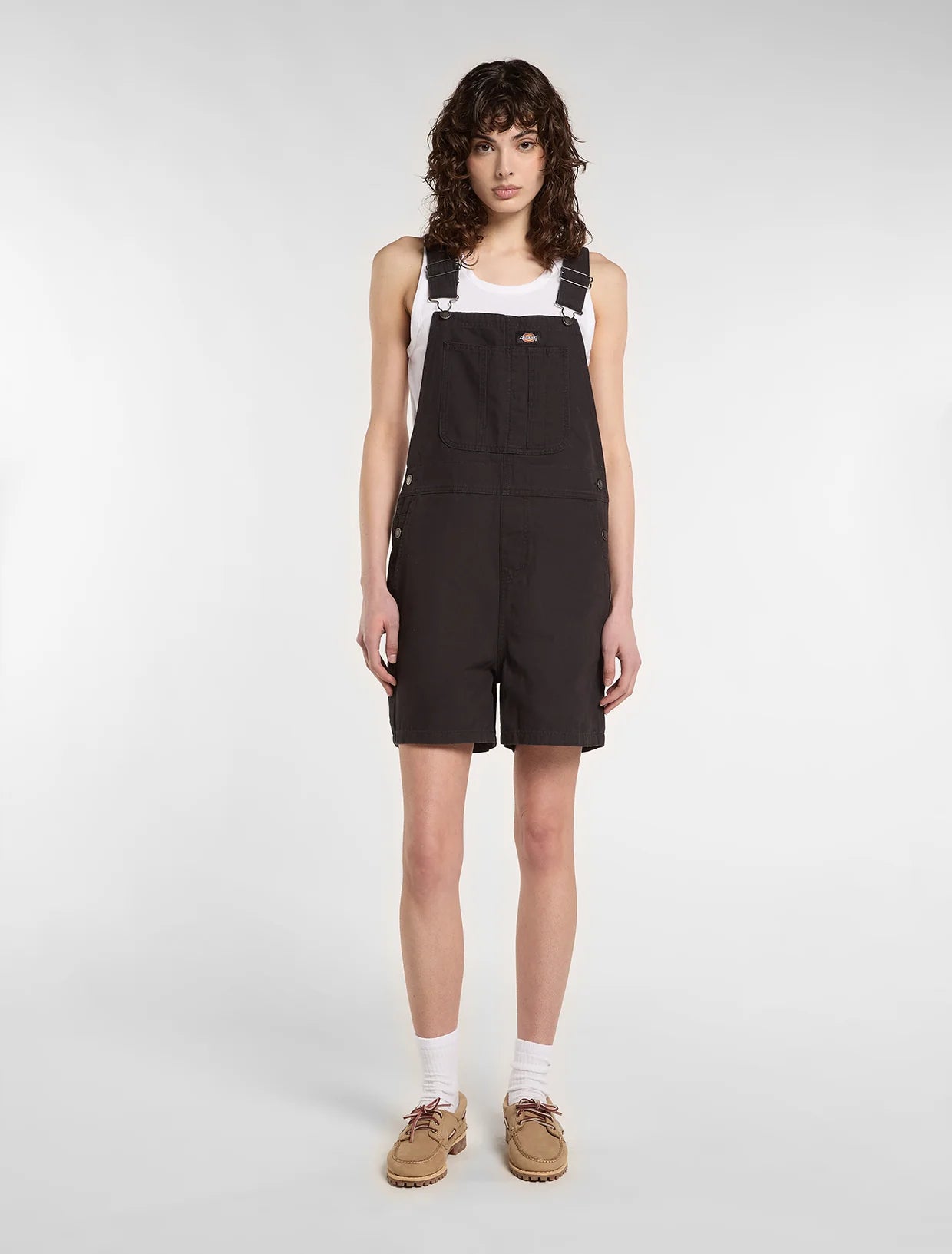 DICKIES | LIGHTWEIGHT CANVAS SHORT BIB W | אוברול קצר נשים שחור וי .אפ ישראל (אפראל) בע"מ