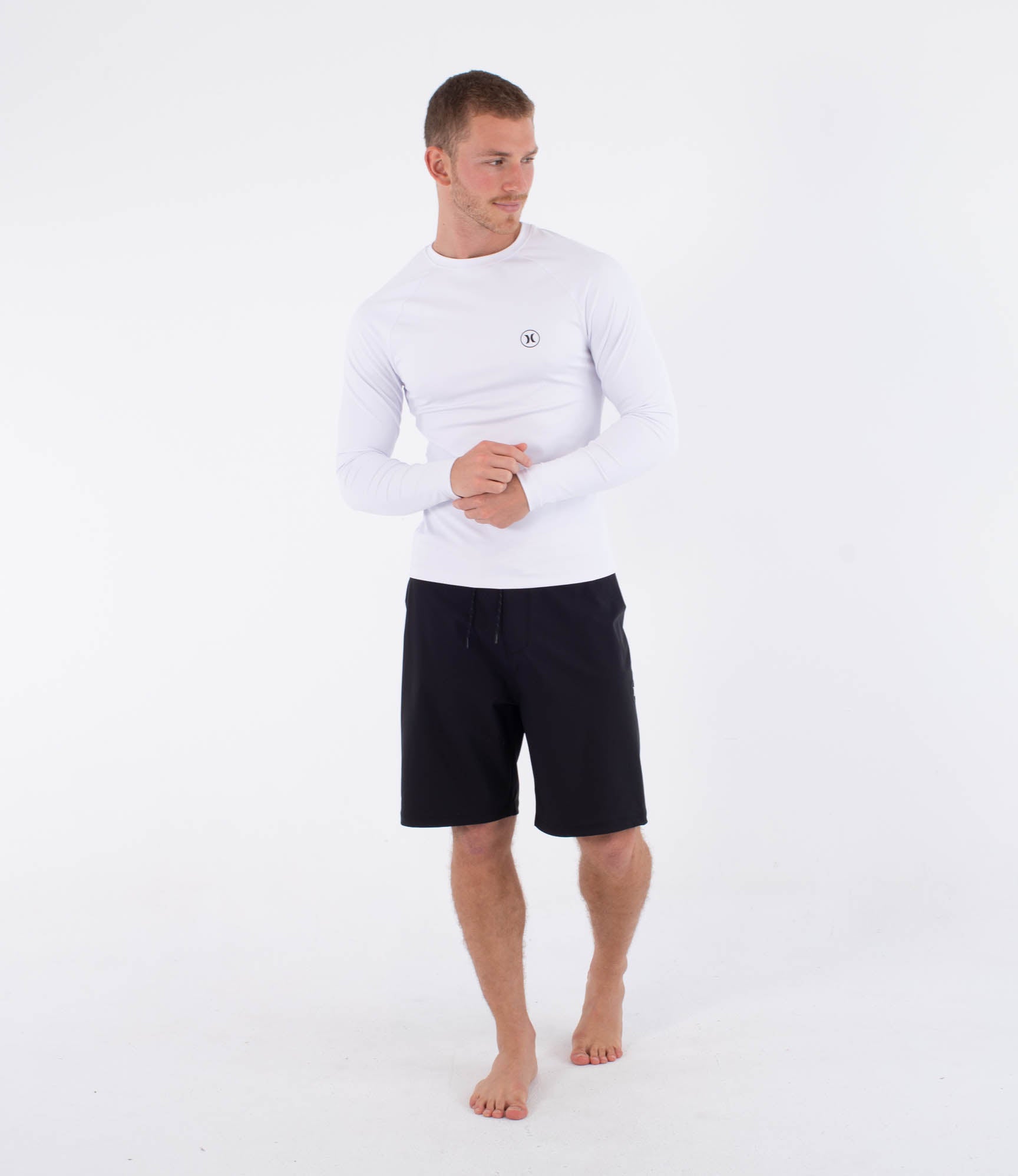HURLEY | RASH SLIM FIT ICON CIRCLE LS | חולצת לייקרה לבנה 911