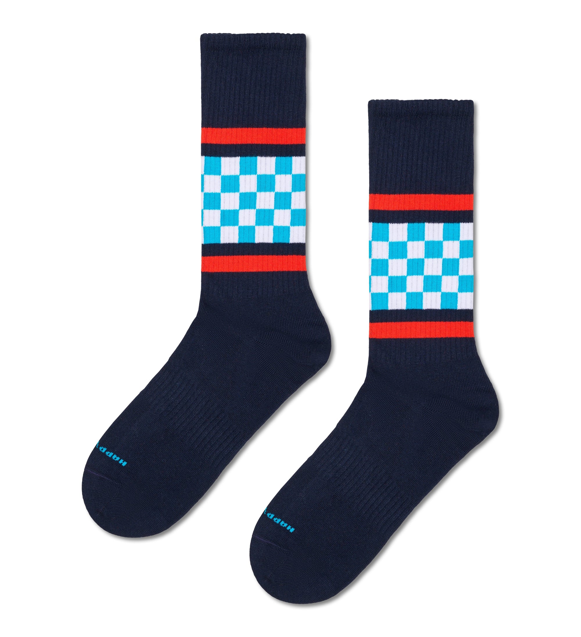 HAPPY SOCKS | CHECKED STRIPE SNEAKER SOCK |האפי סוקס זוג גרביים שח מט פס 911
