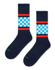 HAPPY SOCKS | CHECKED STRIPE SNEAKER SOCK |האפי סוקס זוג גרביים שח מט פס 911