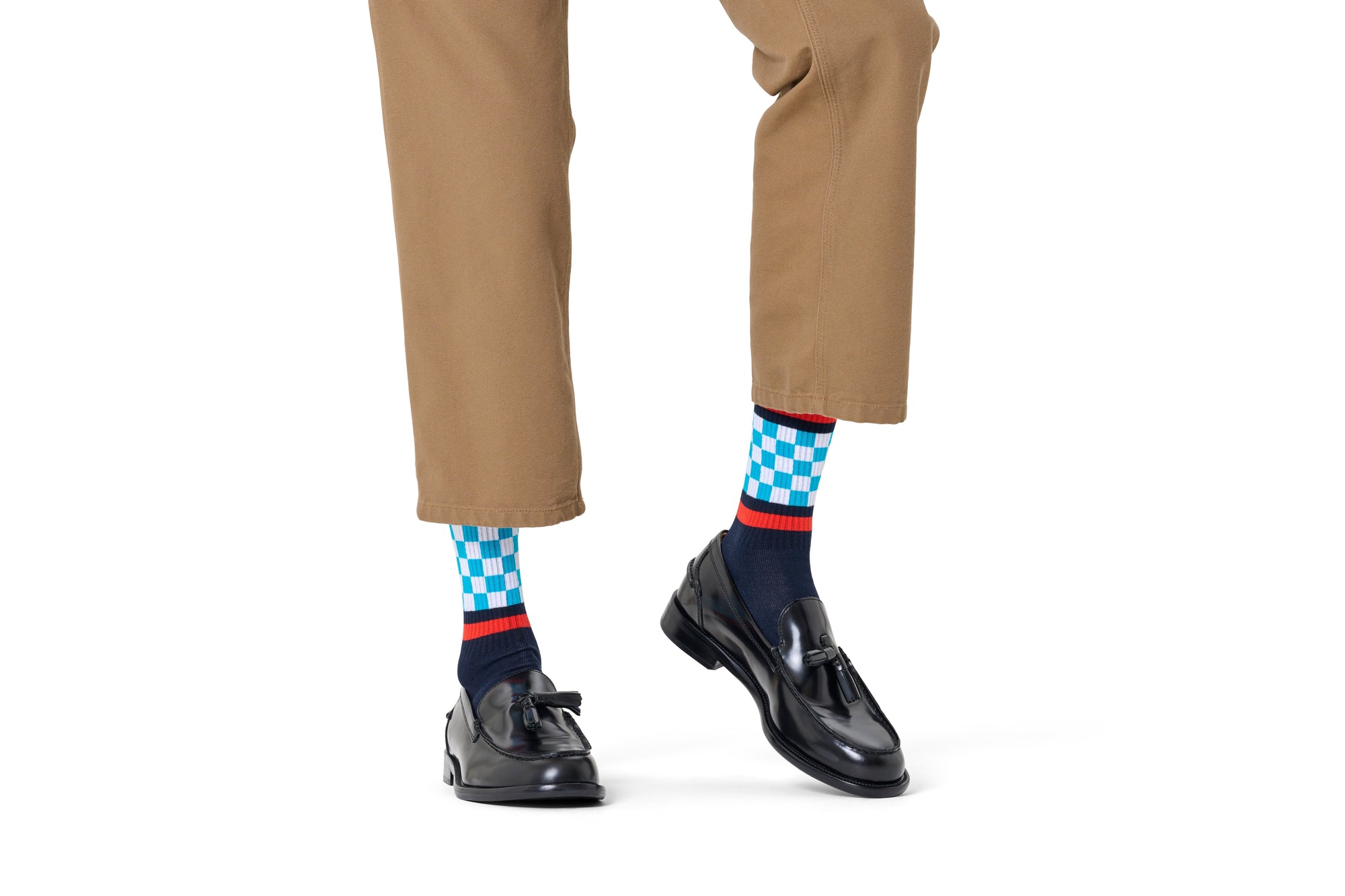 HAPPY SOCKS | CHECKED STRIPE SNEAKER SOCK |האפי סוקס זוג גרביים שח מט פס 911