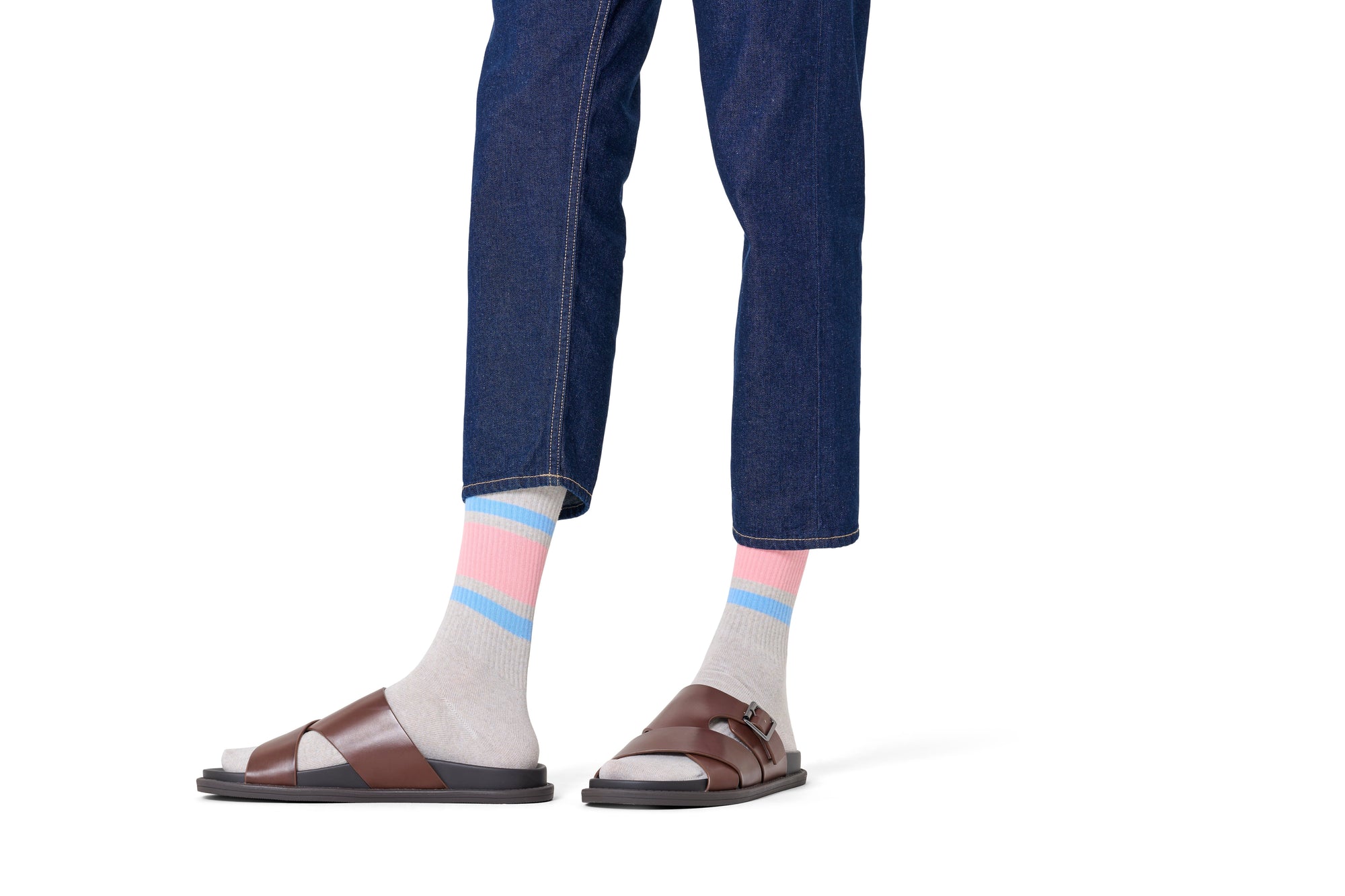 HAPPY SOCKS | SIMPLE STRIPE SNEAKER SOCK |האפי סוקס זוג גרביים פס פשוט 911