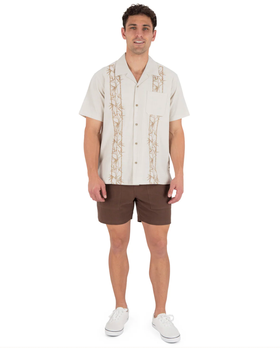 HURLEY | MUSCLE TANKSANO CAMP EMBROIDERED SS | חולצה מכופתרת קצרה 911