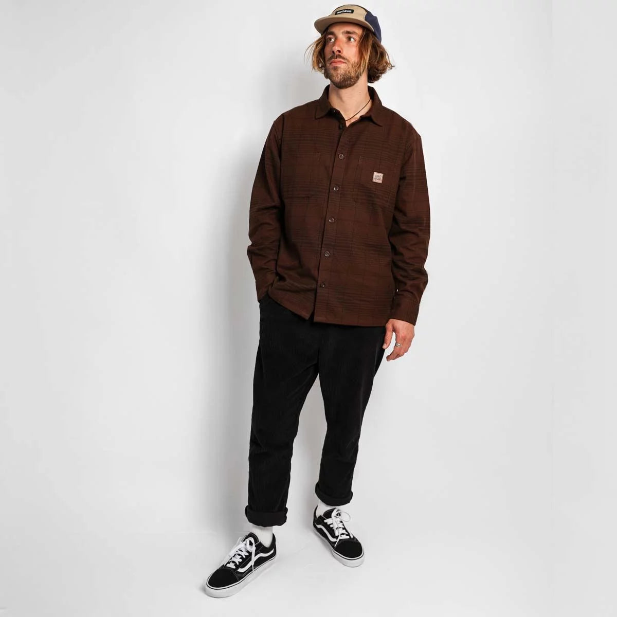 SOORUZ | SHIRT LS BUCH COTTON BROWN | חולצה מכופתרת דוגית