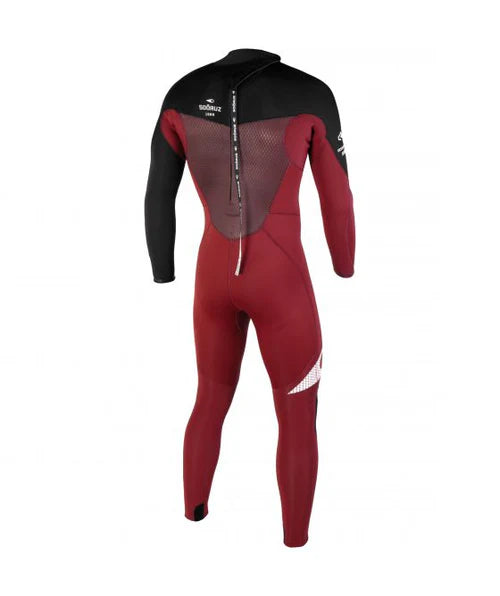 SOORUZ | Fullsuit 3/2 BZ FIGHTER חליפת גלישה לגברים סורוז פייטר שחור/בורדו רוכסן אחורי| 22 דוגית