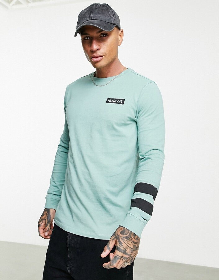 M OCEANCARE WASHED BLOCK PARTY LS TEE I חולצה ווש שרוול ארוך Hurley
