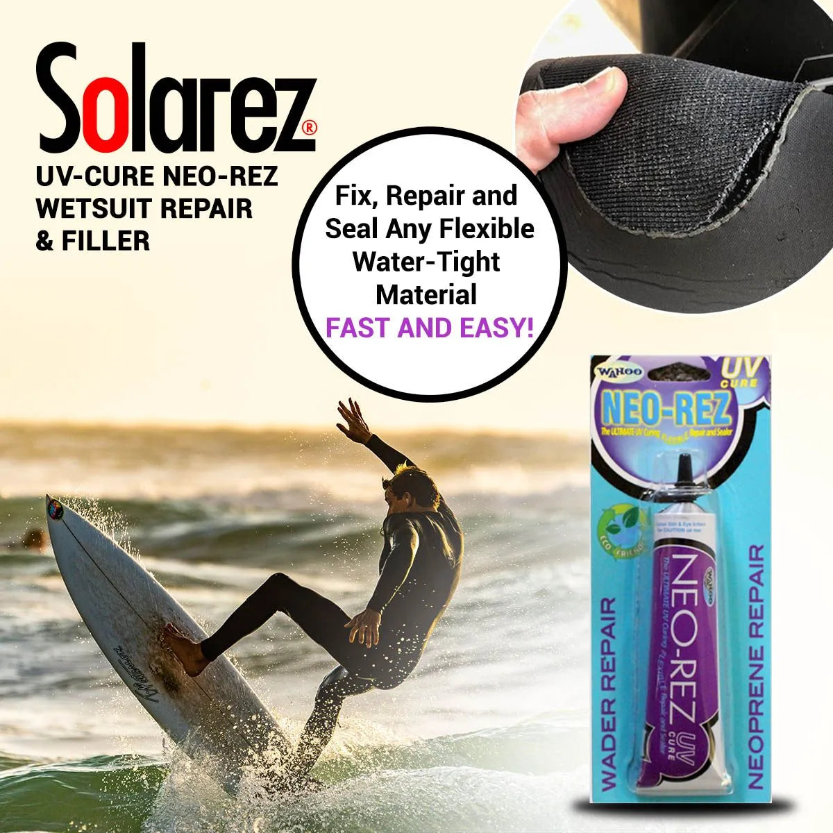 SOLAREZ | NEO REZ UV CURE WETSUIT REPAIR | UV תיקון חליפות SURFIN