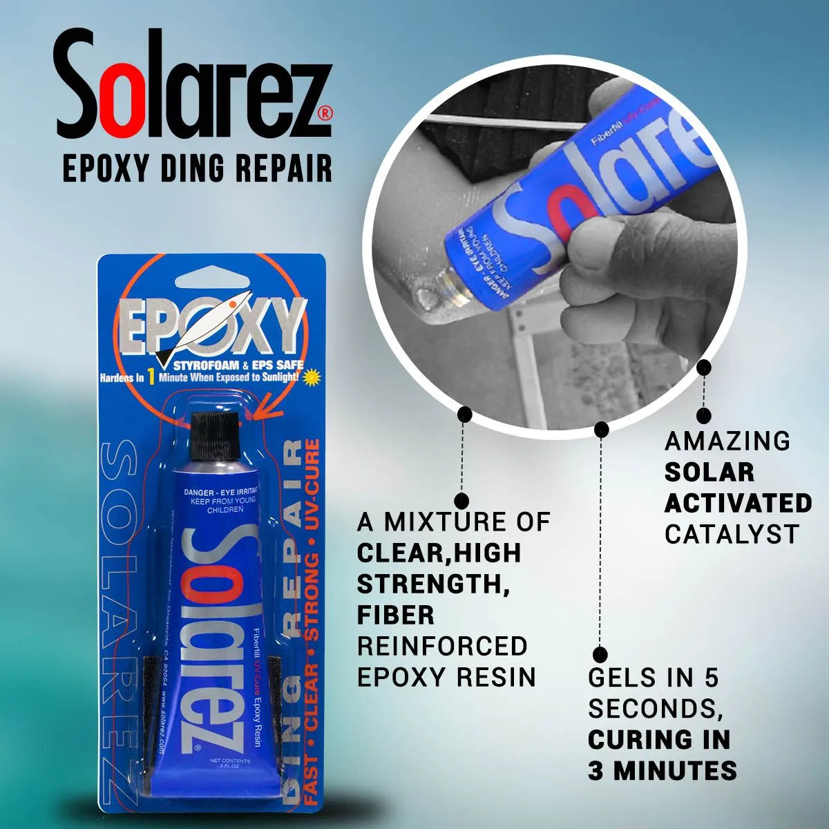 SOLAREZ | EPOXY DING REPAIR 1.0 OZ TUBE | לתיקון גלשנים אפוקסי SURFIN