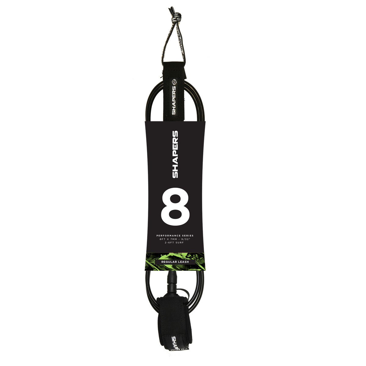 Shapers Performance series leash | ליש לגלשן שייפרס מידה 8 7מ"מ שחור אינטרסרף