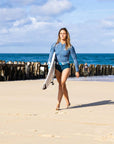SOORUZ | SHORTY WOMEN 1/1 LS MINI ZIP DIVINE | כחול דוגית