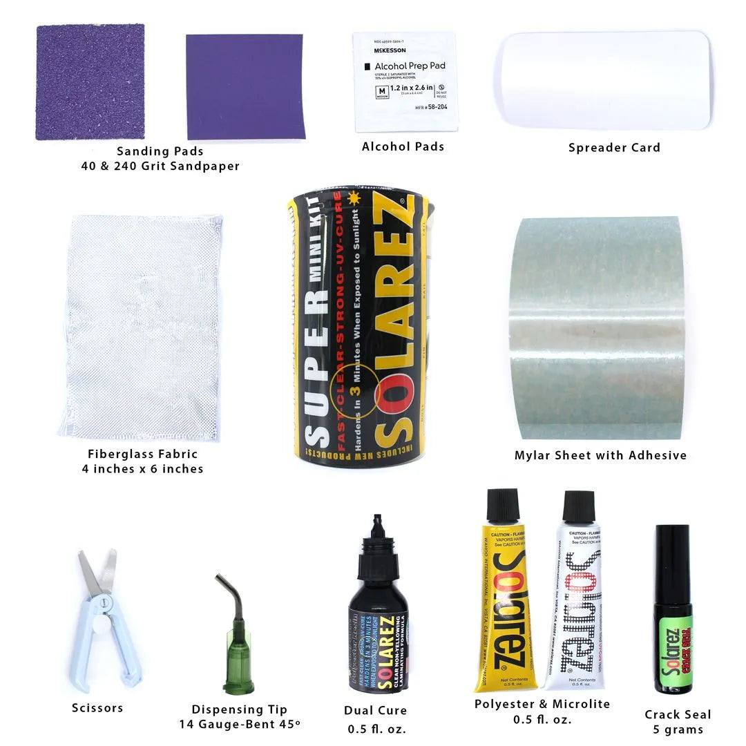 SOLAREZ | POLYESTER SUPER MINI TRAVEL KIT 0.5 TUBE | ערכה לתיקון גלשן פוליאסטר SURFIN