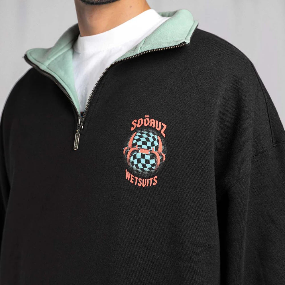 SOORUZ | SWEAT HALF ZIP BIO | סווטשירט שחור סורוז דוגית