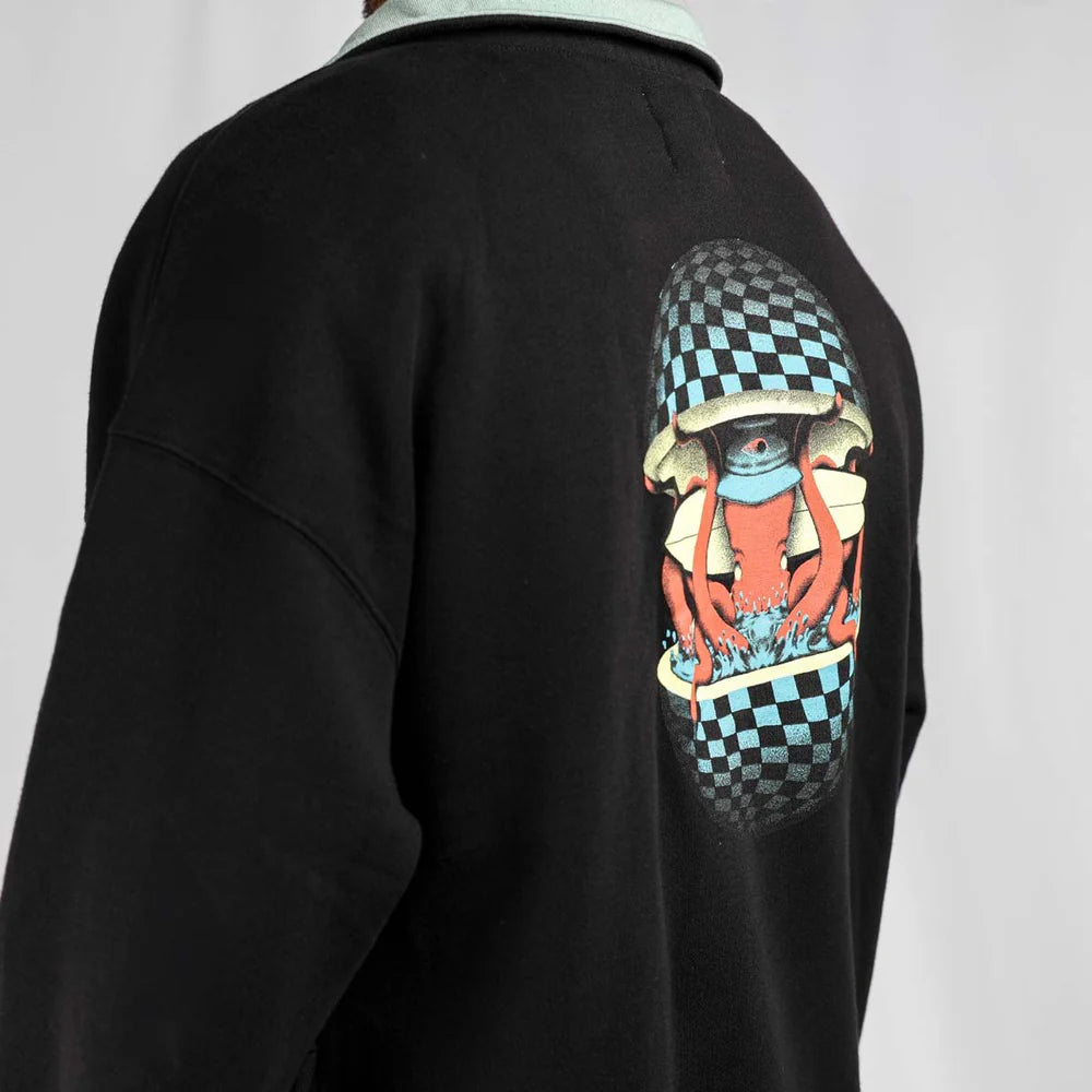 SOORUZ | SWEAT HALF ZIP BIO | סווטשירט שחור סורוז דוגית