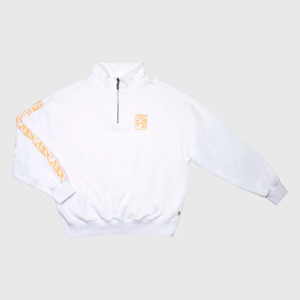 SOORUZ | SWEAT HALF ZIP BIO | סווטשירט נשים לבן סורוז דוגית
